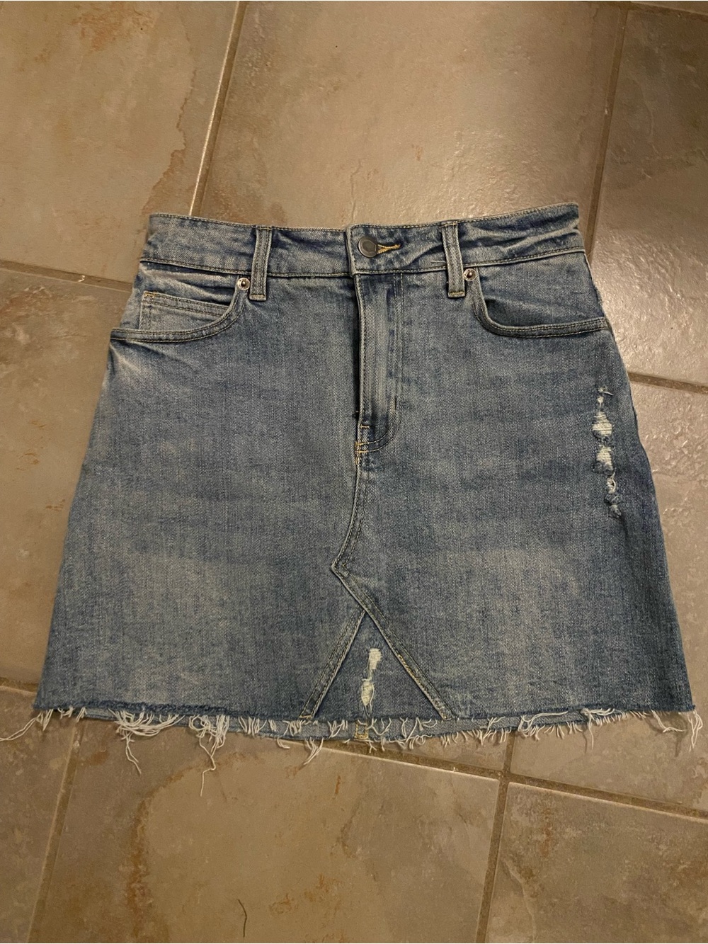 RVCA Distressed Denim Mini Skirt